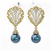 Image 2 : 4.5 ctw Diamond and Pearl Earrings 18K Yellow Gold