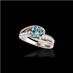 1.25 ctw SI Certified Fancy Blue Diamond Bypass Ring 10K White & Rose Gold