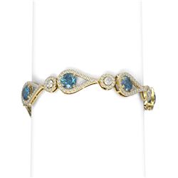11.37 ctw Intense Blue Diamond Bracelet 18K Yellow Gold