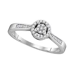 10kt White Gold Round Diamond Cluster Bridal Wedding Engagement Ring 1/8 Cttw