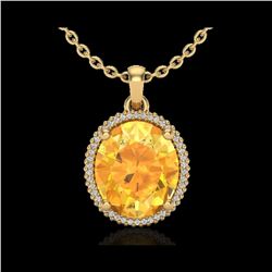 10 ctw Citrine & Micro Pave VS/SI Diamond Necklace 18K Yellow Gold