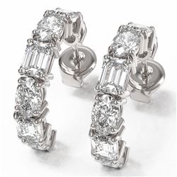 7.25 ctw Emerald and Oval Cut Diamond Earrings 18K White Gold
