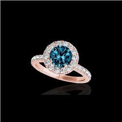 2 ctw SI Certified Fancy Blue Diamond Solitaire Halo Ring 10K Rose Gold