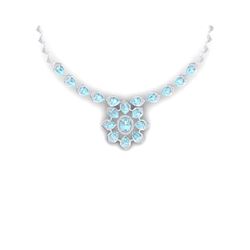 29.34 ctw Sky Topaz & VS Diamond Necklace 18K White Gold