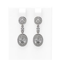 3.33 ctw Oval Diamond Earrings 18K White Gold
