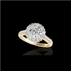 2 ctw Certified Diamond Solitaire Halo Ring 10K Yellow Gold