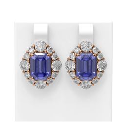 13.62 ctw Tanzanite & Diamond Earrings 18K Rose Gold