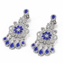 30.29 ctw Sapphire & Diamond Earrings 18K White Gold