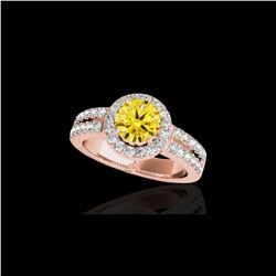 1.5 ctw Certified SI/I Fancy Intense Yellow Diamond Ring 10K Rose Gold
