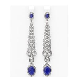 9.18 ctw Sapphire & Diamond Earrings 18K White Gold