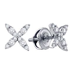 14kt White Gold Round Diamond X Stud Earrings 1/4 Cttw