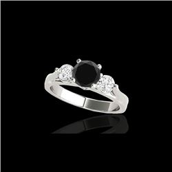 1.50 ctw Certified VS Black Diamond 3 Stone Ring 10K White Gold