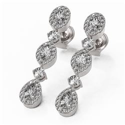 2.67 ctw Mix Cut Diamonds Designer Earrings 18K White Gold