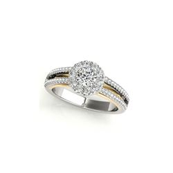 0.75 ctw Certified VS/SI Diamond Solitaire Halo Ring 18K White & Yellow Gold