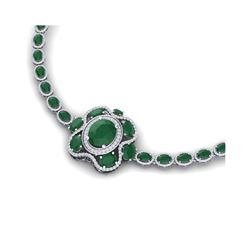 47.43 ctw Emerald & VS Diamond Necklace 18K White Gold
