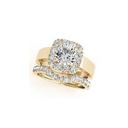 2.05 ctw Certified VS/SI Diamond 2pc Wedding Set Halo 14K Yellow Gold