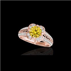 2.05 ctw Certified SI/I Fancy Intense Yellow Diamond Ring 10K Rose Gold