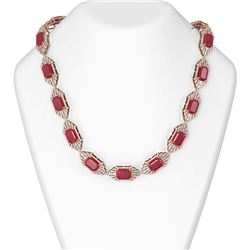 111.01 ctw Ruby & Diamond Necklace 18K Rose Gold