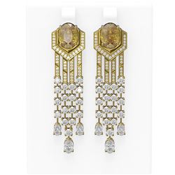 12.13 ctw Canary Citrine & Diamond Earrings 18K Yellow Gold