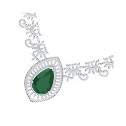 65.75 ctw Emerald & VS Diamond Necklace 18K White Gold