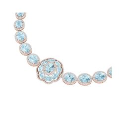 52.67 ctw Sky Topaz & VS Diamond Necklace 18K Rose Gold