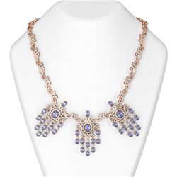 37.18 ctw Tanzanite & Diamond Necklace 18K Rose Gold