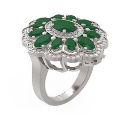 8.61 ctw Emerald & Diamond Ring 18K White Gold