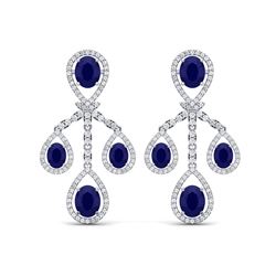 25.08 ctw Sapphire & VS Diamond Earrings 18K White Gold