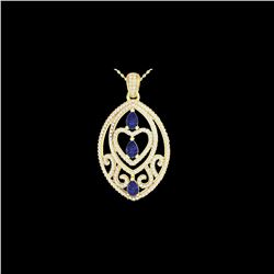 3.50 ctw Tanzanite & Micro VS/SI Diamond Heart Necklace 18 18K Yellow Gold