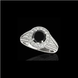 2.17 ctw Certified VS Black Diamond Solitaire Halo Ring 10K White Gold