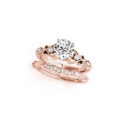 0.97 ctw Certified VS/SI Diamond 2pc Wedding Set Antique 14K Rose Gold