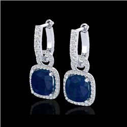 6 ctw Sapphire & Micro Pave VS/SI Diamond Earrings 18K White Gold