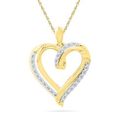 10kt Yellow Gold Round Diamond Heart Pendant 1/10 Cttw