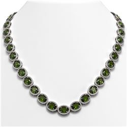 54.48 ctw Tourmaline & Diamond Micro Pave Halo Necklace 10K White Gold