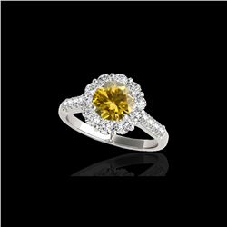 2 ctw Certified SI/I Fancy Intense Yellow Diamond Halo Ring 10K White Gold