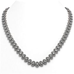 28.47 ctw Oval Cut Diamond Micro Pave Necklace 18K White Gold
