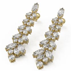 7.82 ctw Pear and Marquise Diamond Earrings 18K Yellow Gold