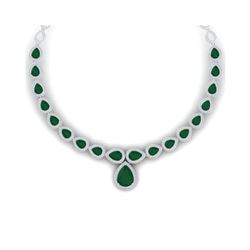 51.41 ctw Emerald & VS Diamond Necklace 18K White Gold