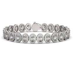 18.8 ctw Oval Cut Diamond Micro Pave Bracelet 18K White Gold