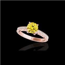 1.25 ctw Certified SI Intense Yellow Diamond Antique Ring 10K Rose Gold