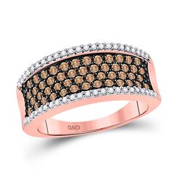 10kt Rose Gold Round Brown Diamond Band Ring 3/4 Cttw