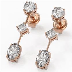 1.85 ctw Oval Cut Diamond Designer Earrings 18K Rose Gold