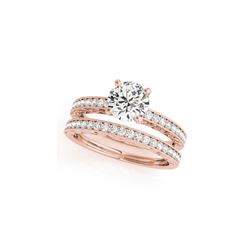 1.16 ctw Certified VS/SI Diamond 2pc Wedding Set Antique 14K Rose Gold