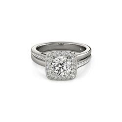 1.33 ctw Certified VS/SI Diamond Halo Ring 18K White Gold