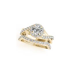 1.1 ctw Certified VS/SI Diamond 2pc Wedding Set Halo 14K Yellow Gold