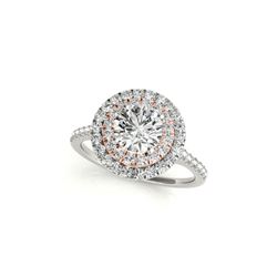 1 ctw Certified VS/SI Diamond Solitaire Halo Ring 18K White & Rose Gold