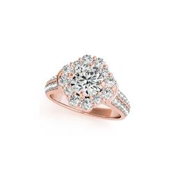 2.16 ctw Certified VS/SI Diamond Halo Ring 18K Rose Gold