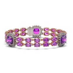 37.81 ctw Amethyst & Diamond Bracelet 14K Rose Gold