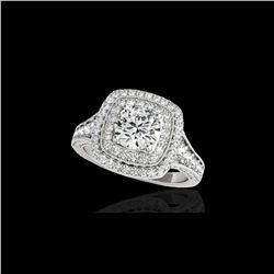 2 ctw Certified Diamond Solitaire Halo Ring 10K White Gold