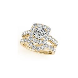 3.51 ctw Certified VS/SI Diamond 2pc Wedding Set Halo 14K Yellow Gold